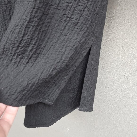 White Stag Shirt Womens 22W 24W Black Crinkle Button Front Tunic Plus Stretch - Picture 5 of 8